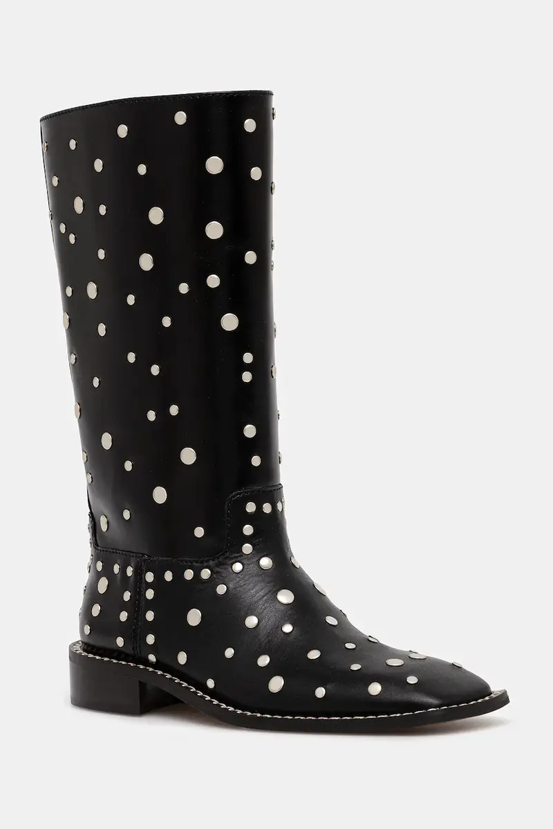 stivaletti alla caviglia in pelle Studded Boot donna colore nero WBW45001A.22020.999