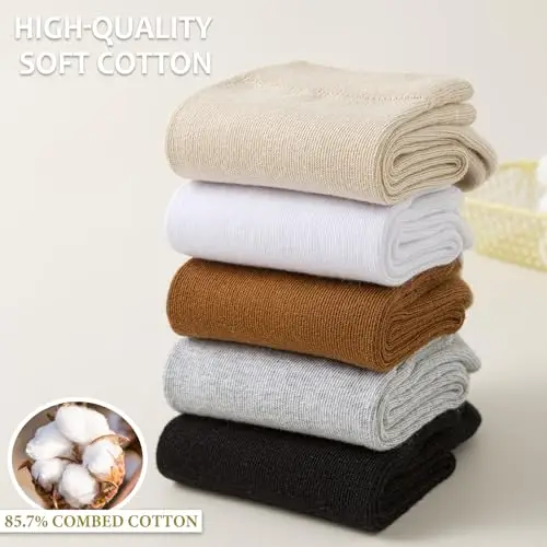 Wamicu Calzini Uomo E Donna, 5 Paia Calzini Donna Cotone, Ottima Qualità Di Cotone Calzini Unisex, Confortevoli E miniatura 2