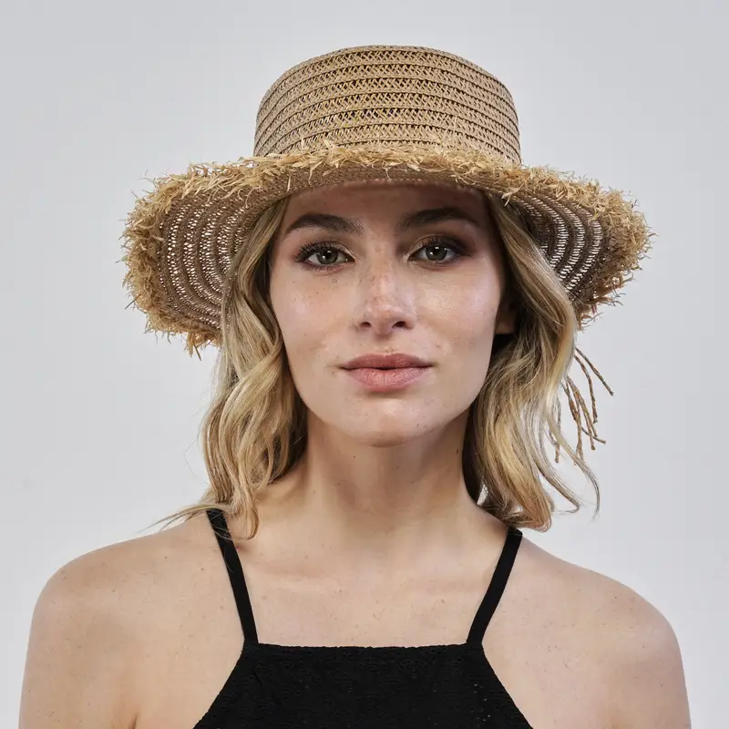Cappello mare beige da donna in paglia