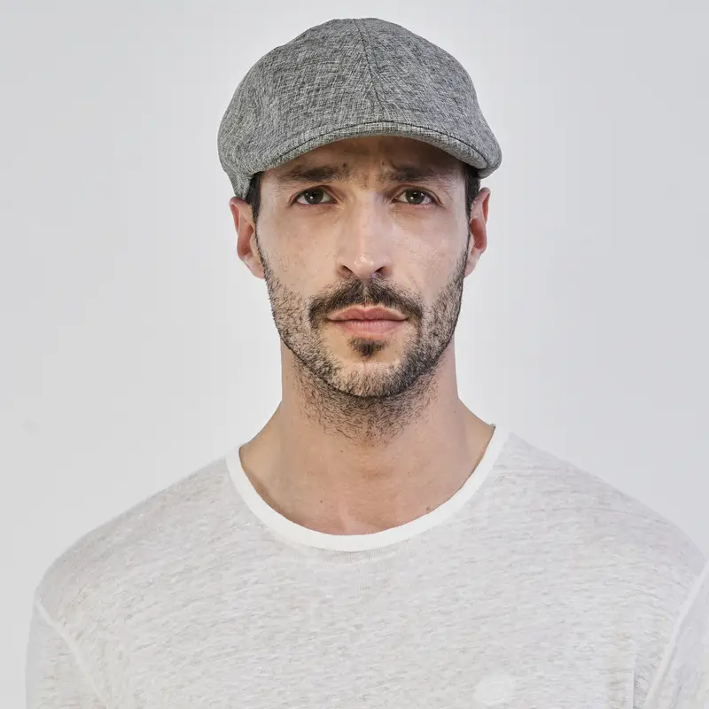 Coppola grigia da uomo misto lino