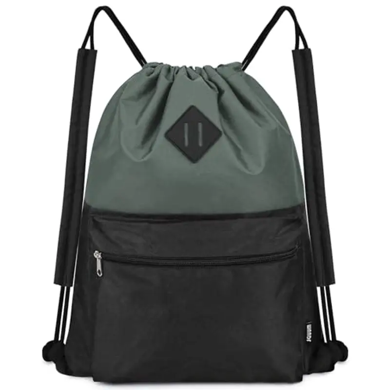 WANDF Zaino con Coulisse, Borsa da Palestra Sportiva con Scomparto Bagnato, Borsa Coulisse Resistente all'Acqua per Uomo e Donna (Nero con Spalla)