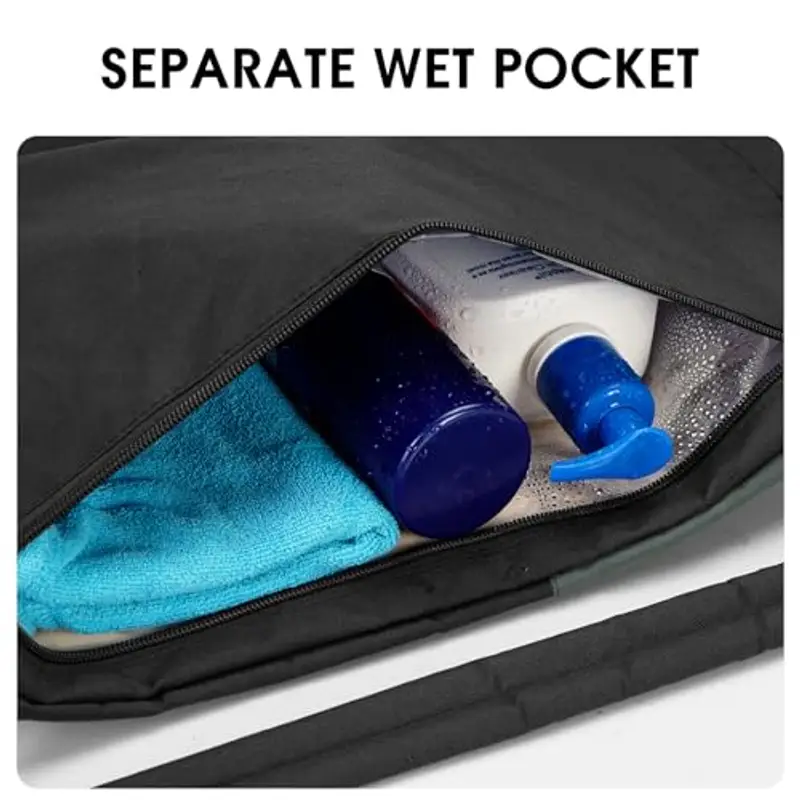 WANDF Zaino con Coulisse, Borsa da Palestra Sportiva con Scomparto Bagnato, Borsa Coulisse Resistente all'Acqua per Uomo e Donna (Nero con Spalla) miniatura 2
