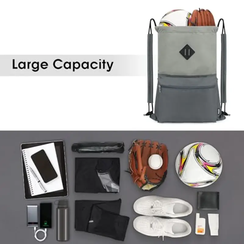 WANDF Zaino con Coulisse Borsa da Palestra Sportiva con Scomparto Bagnato Borsa da Cinch con Coulisse Resistente miniatura 3