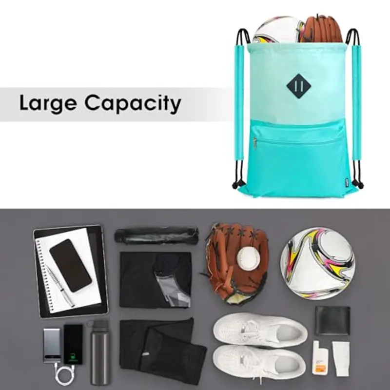 WANDF Zaino con Coulisse Borsa da Palestra Sportiva con Scomparto Bagnato Borsa da Cinch Coulisse Resistente all'Acqua miniatura 3