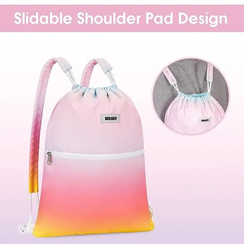 WANDF Zaino con Coulisse con Spalline Borsa da Palestra Borsa Sportiva Sacca Sportiva Sacca da Palestra Coulisse miniatura 2