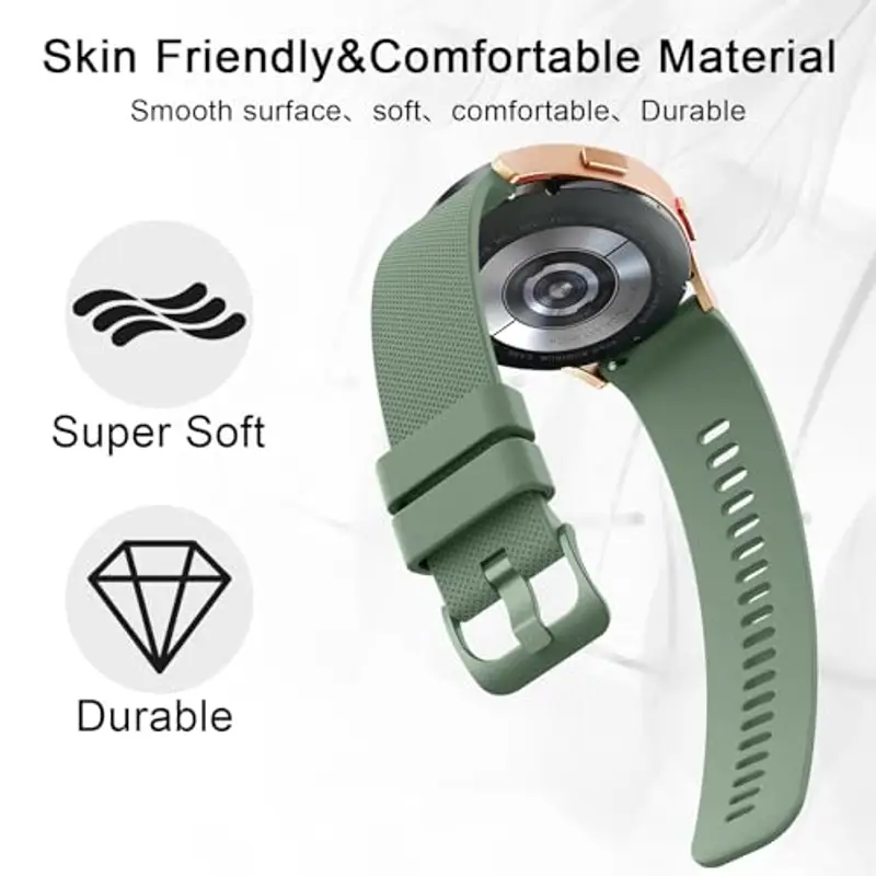 Wanme Cinturino per Orologi da 20mm 22mm Gomma, Cinturini di Ricambio in Silicone con Rilascio Rapido, Impermeabile Cinturini in Morbida con Fibbia in Metallo per Uomo e Donna miniatura 3