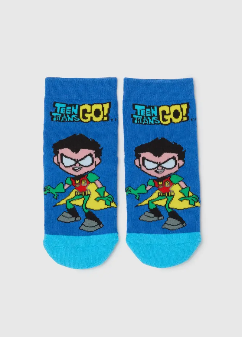 Calzini Antiscivolo Da Bambino In Cotone Blu Multicolor Di Teen Titans Go!, Multicolor
