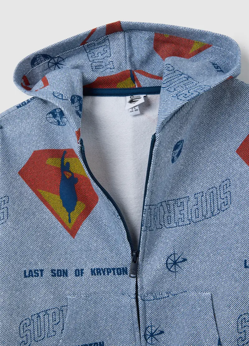 Felpa Da Bambino In Puro Cotone Denim, Denim miniatura 3