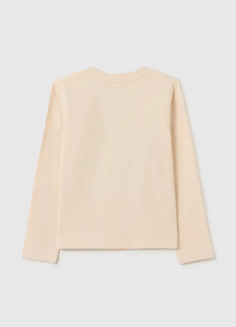 Maglia Da Bambina In Cotone Beige Regular Fit Con Stampa Tom E Jerry, Beige miniatura 2