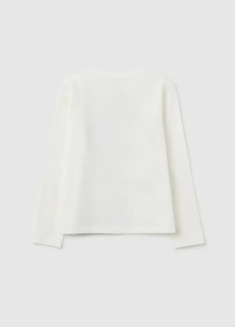 Maglia Da Bambina In Cotone Elasticizzato Bianca Regular Fit, Bianco miniatura 2