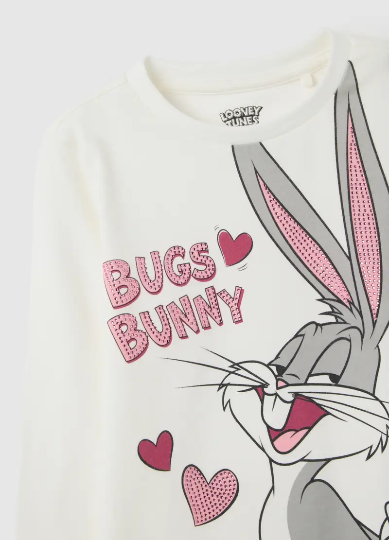 Maglia Da Bambina In Cotone Elasticizzato Bianca Regular Fit, Bianco miniatura 3