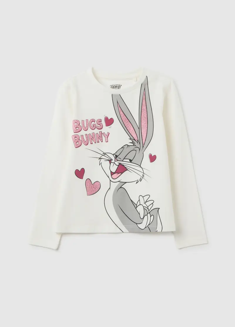 Maglia Da Bambina In Cotone Elasticizzato Bianca Regular Fit, Bianco