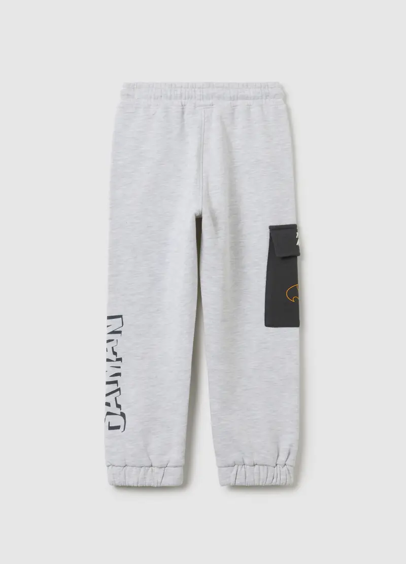 Pantaloni Grigi Regular Fit In Misto Cotone Con Stampa Batman, Bambino, Grigio miniatura 2