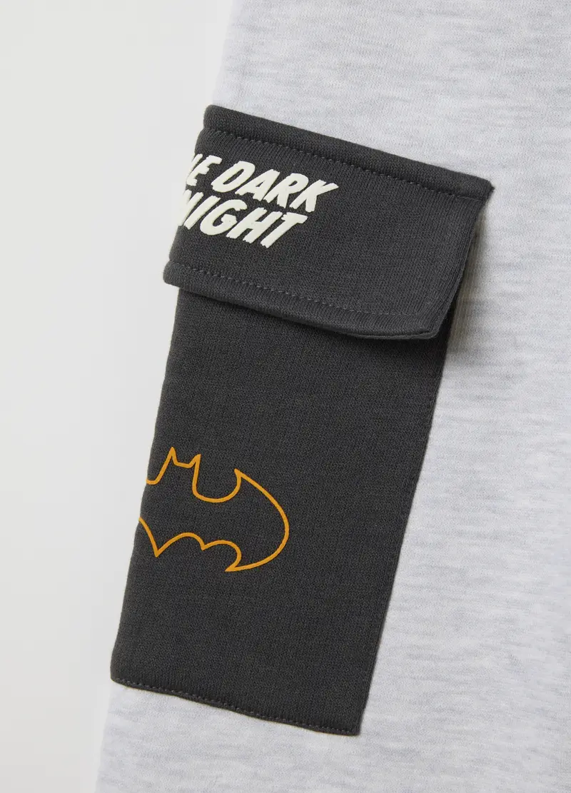 Pantaloni Grigi Regular Fit In Misto Cotone Con Stampa Batman, Bambino, Grigio miniatura 3