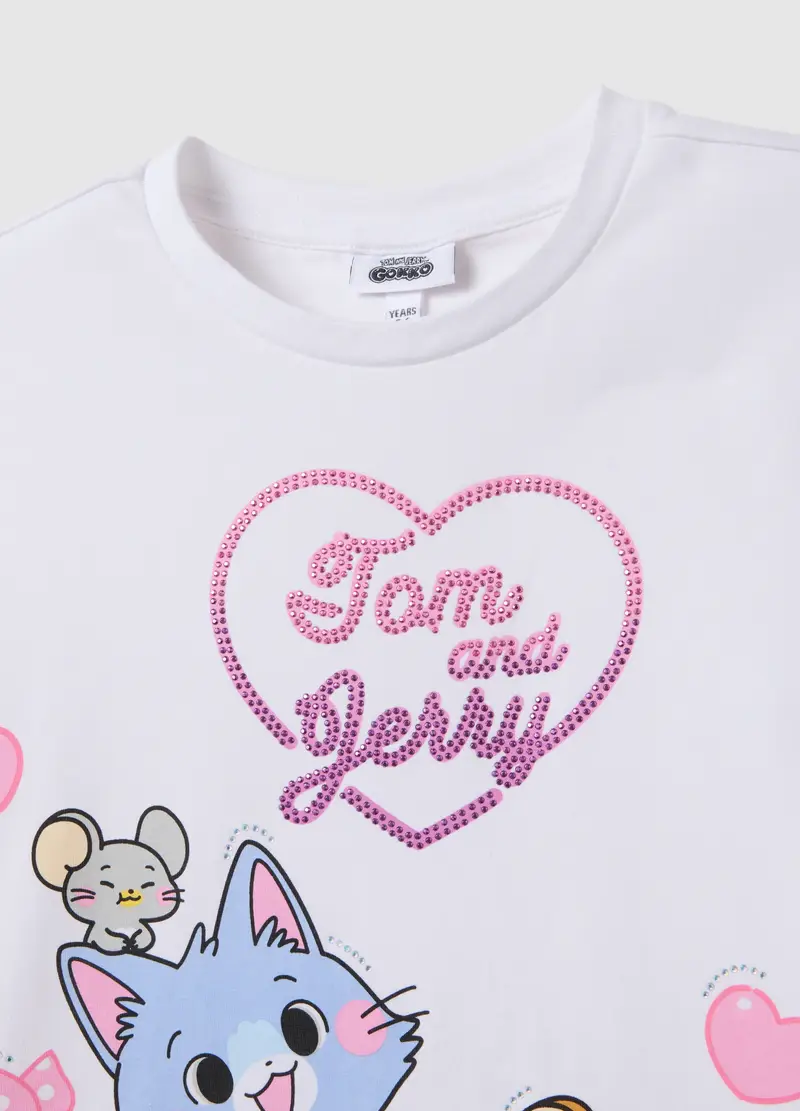 Set T-shirt Leggings In Cotone Elasticizzato Multicolor Da Bambina, Bianco miniatura 3