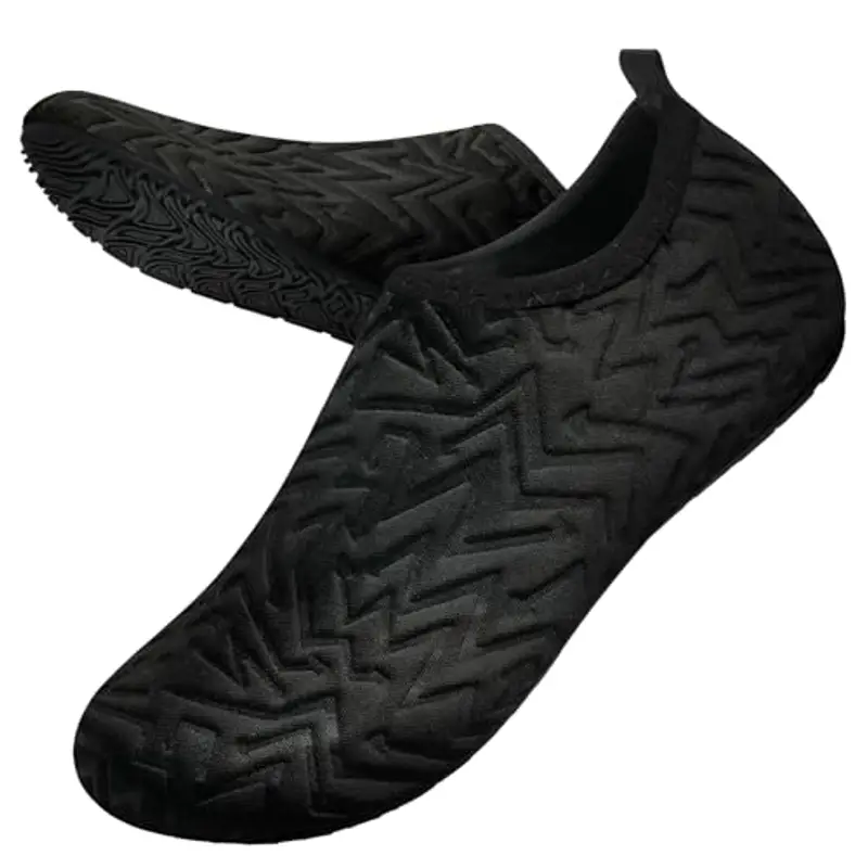 WateLves Scarpe da Bagno Uomini Donne Acqua Scarpe da Spiaggia Scarpe da nuotoTraspirante Surf Scarpe Unisex Spiaggia Piscina Yoga 3D Schwarz-44/45