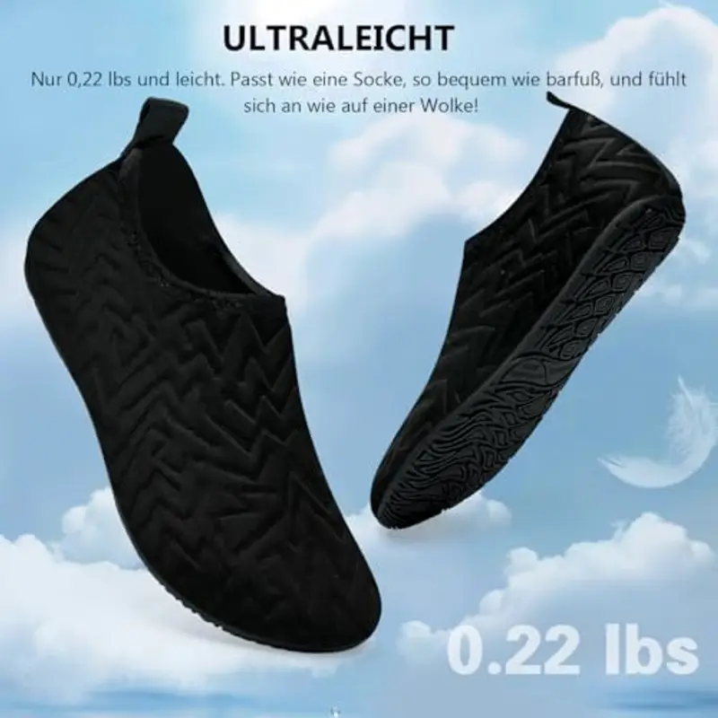 WateLves Scarpe da Bagno Uomini Donne Acqua Scarpe da Spiaggia Scarpe da nuotoTraspirante Surf Scarpe Unisex Spiaggia Piscina Yoga 3D Schwarz-44/45 miniatura 3