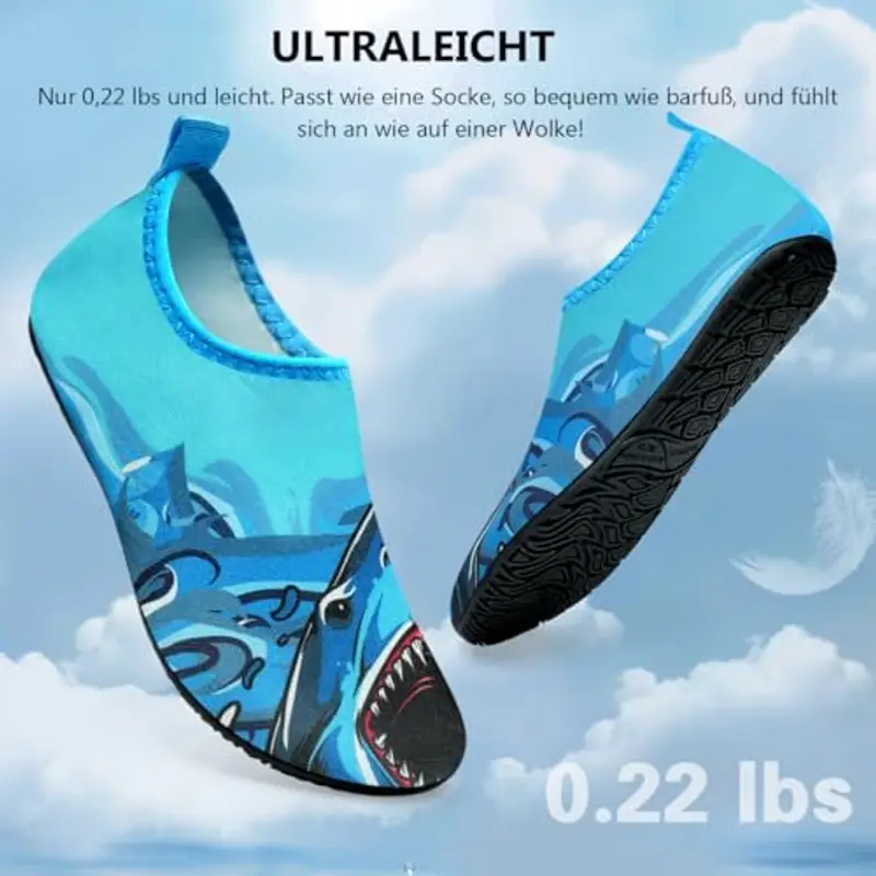 WateLves Scarpe da Bagno Uomini Donne Acqua Scarpe da Spiaggia Scarpe da nuotoTraspirante Surf Scarpe Unisex Spiaggia Piscina Yoga Hai Blau-40/41 miniatura 3