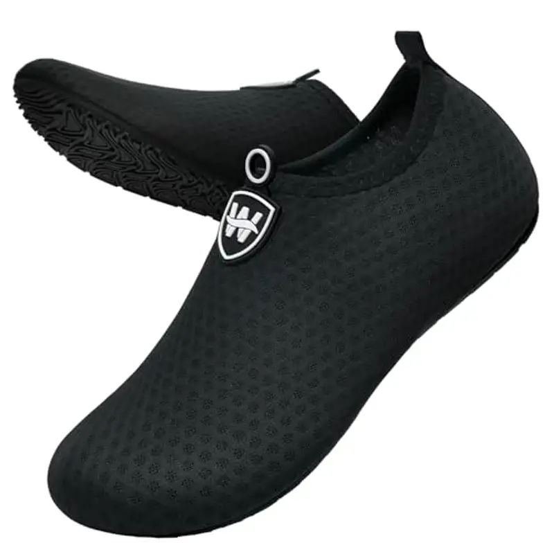 WateLves Scarpe da Bagno Uomini Donne Acqua Scarpe da Spiaggia Scarpe da nuotoTraspirante Surf Scarpe Unisex Spiaggia Piscina Yoga Schneeflocke Schwarz-46/47