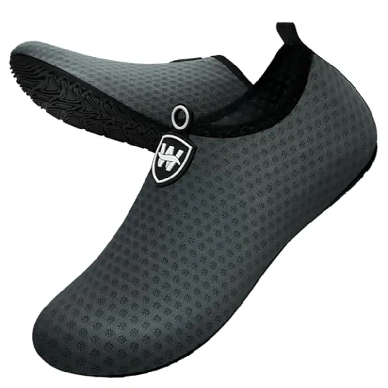 WateLves Scarpe da Bagno Uomini Donne Acqua Scarpe da Spiaggia Scarpe da nuotoTraspirante Surf Scarpe Unisex Spiaggia Piscina Yoga Schneeflocken Grau-42/43