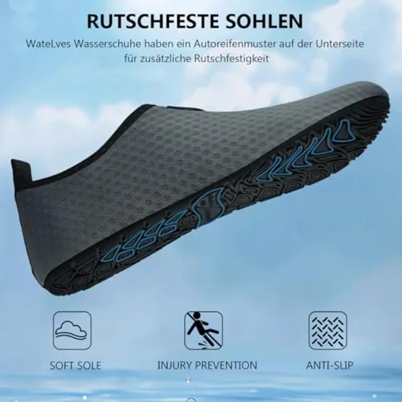 WateLves Scarpe da Bagno Uomini Donne Acqua Scarpe da Spiaggia Scarpe da nuotoTraspirante Surf Scarpe Unisex Spiaggia Piscina Yoga Schneeflocken Grau-42/43 miniatura 2