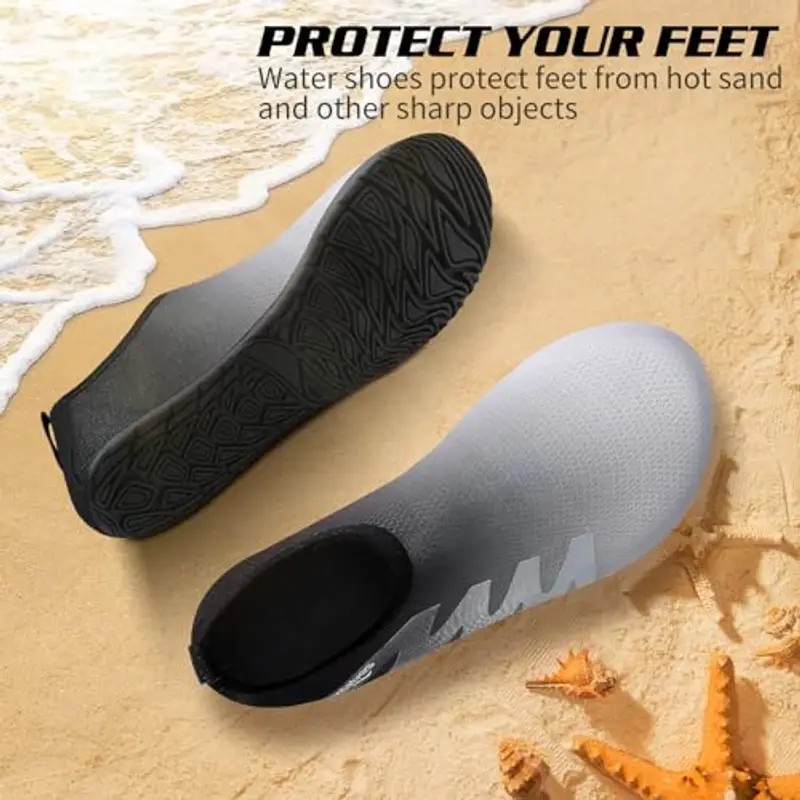 WateLves Scarpe da Scoglio Scarpette Donna Uomo Asciugatura Rapida Super Leggere Antiscivolo per Spiaggia e Snorkeling Unisex Grau Schwarz 42/43 miniatura 2