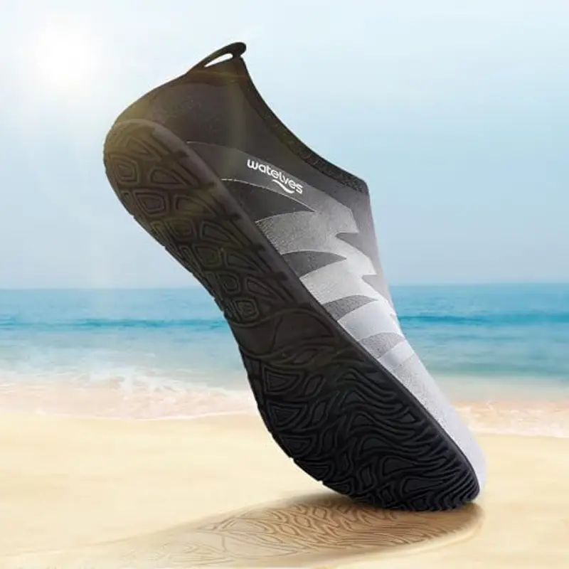 WateLves Scarpe da Scoglio Scarpette Donna Uomo Asciugatura Rapida Super Leggere Antiscivolo per Spiaggia e Snorkeling Unisex Grau Schwarz 42/43 miniatura 3