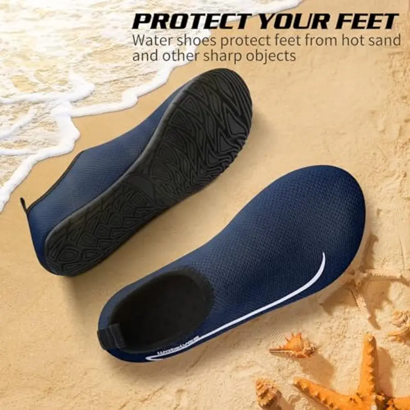 WateLves Scarpe da Scoglio Scarpette Donna Uomo Asciugatura Rapida Super Leggere Antiscivolo per Spiaggia e Snorkeling Unisex Linie Dunkelblaue 46/47 miniatura 2