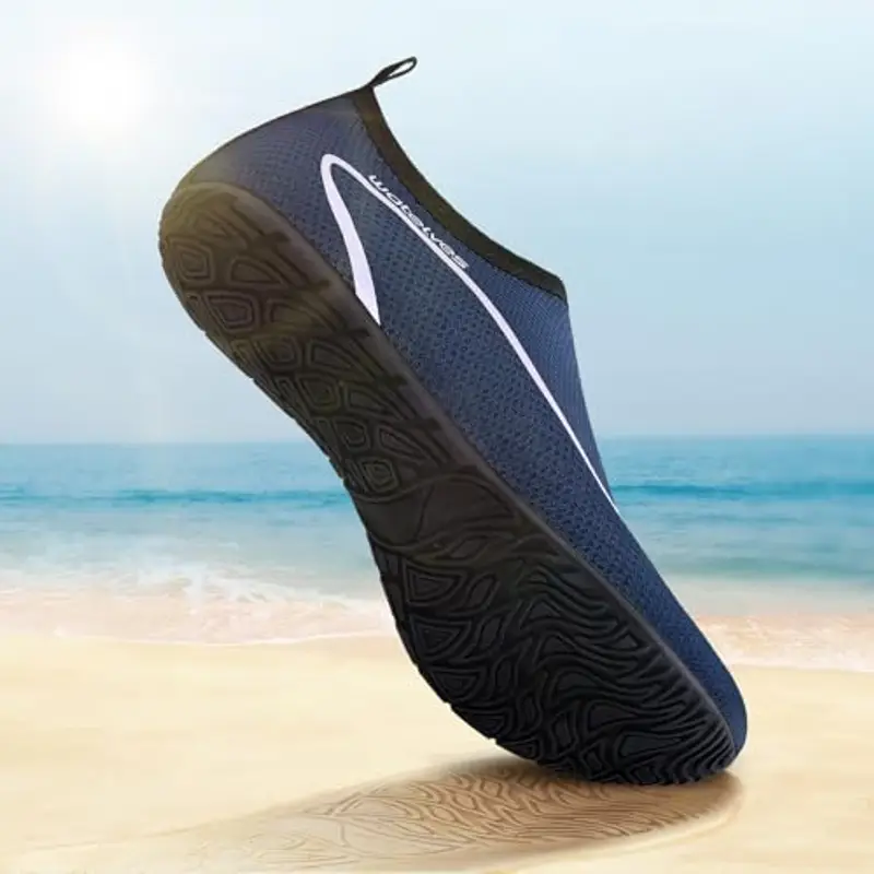 WateLves Scarpe da Scoglio Scarpette Donna Uomo Asciugatura Rapida Super Leggere Antiscivolo per Spiaggia e Snorkeling Unisex Linie Dunkelblaue 46/47 miniatura 3
