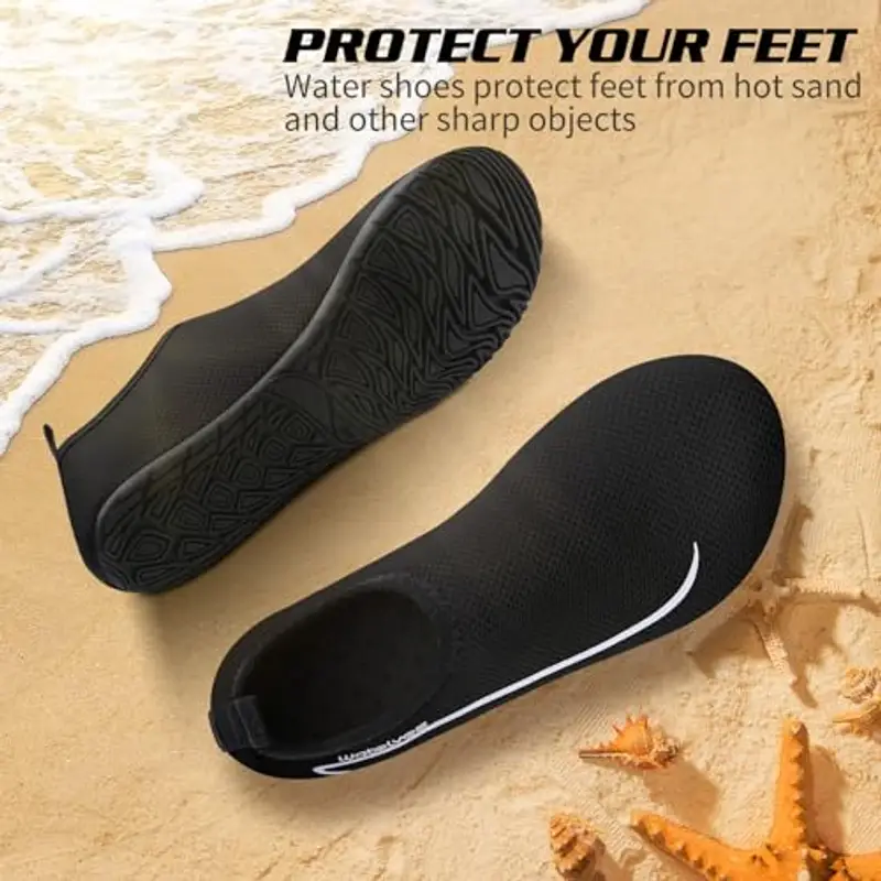 WateLves Scarpe da Scoglio Scarpette Donna Uomo Asciugatura Rapida Super Leggere Antiscivolo per Spiaggia e Snorkeling Unisex Linie Schwarz 42/43 miniatura 2