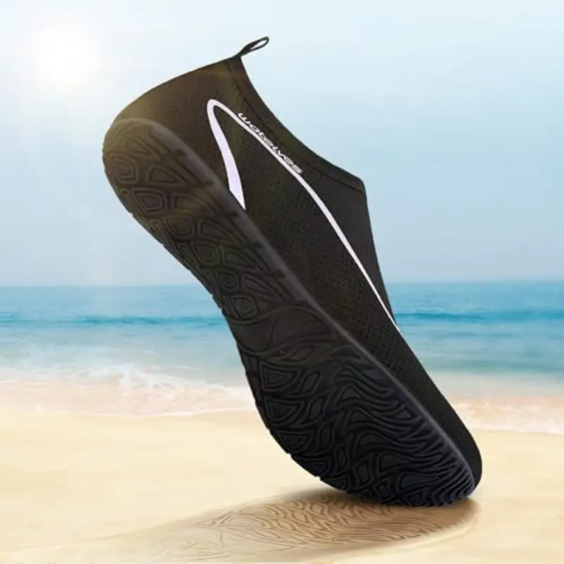 WateLves Scarpe da Scoglio Scarpette Donna Uomo Asciugatura Rapida Super Leggere Antiscivolo per Spiaggia e Snorkeling Unisex Linie Schwarz 42/43 miniatura 3