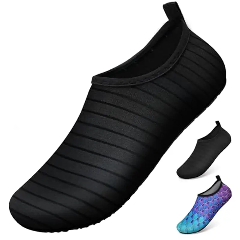 WateLves Scarpe da Scoglio Scarpette Uomo Asciugatura Rapida Donna Uomo Super Leggere Antiscivolo per Spiaggia e Snorkeling Piscina Unisex(tw.Nero 44/45)