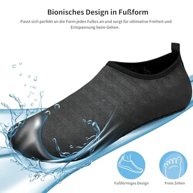 WateLves Scarpe da Scoglio Scarpette Uomo Asciugatura Rapida Donna Uomo Super Leggere Antiscivolo per Spiaggia e Snorkeling Piscina Unisex(x.tw.Nero 46/47) miniatura 3