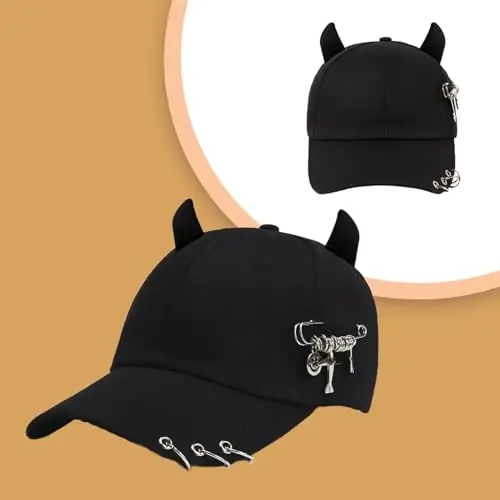 WATERBELINE Cappello, cappello da baseball per ragazza con corno del diavolo, accattivante cappello da viaggio con miniatura 3