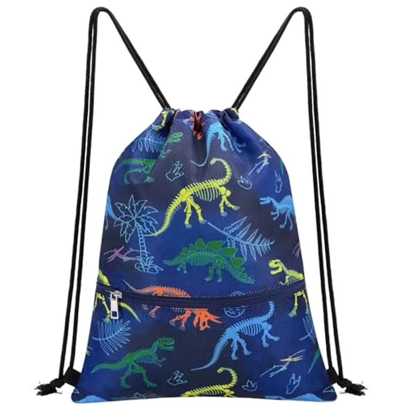 WAWSAM Borsa con Coulisse Dinosauro per Bambini - Sacca Palestra con Coulisse per Bambini Borsa Sportiva Bambina