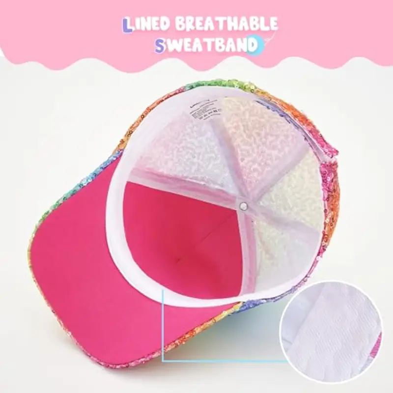 WAWSAM Cappello da baseball regolabile per bambini Snapback Trucker Cap in cotone per ragazze Cappello da baseball cappello da sole, viola e verde, 3-8 anni miniatura 2