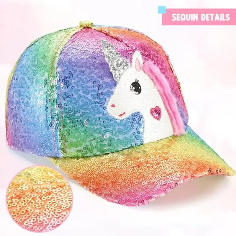 WAWSAM Cappello da baseball regolabile per bambini Snapback Trucker Cap in cotone per ragazze Cappello da baseball cappello da sole, viola e verde, 3-8 anni miniatura 3