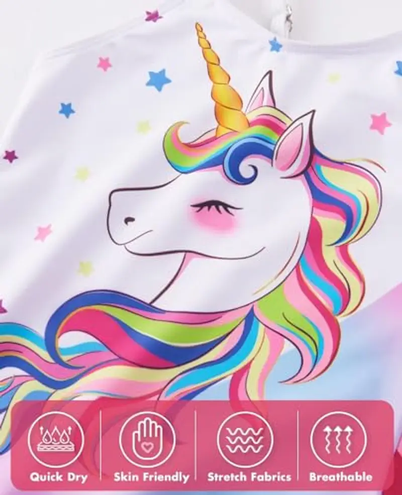 WAWSAM Costumi a Pezzi da Bagno per Bambine e Ragazze Unicorno Costumi da Bagno Interi Arcobaleno 1 Pezzo Costume Intero per 3 Anni Bambini Nuoto Spiaggia Piscina Vacanze miniatura 2
