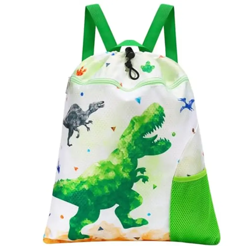 WAWSAM Zaino a Coulisse per Bambini Dinosauro - Palestra Sacca per Ragazzi Impermeabile Sportiva Sacca Zaino per Sport Scuola Spiaggia Viaggioper Palestra per Piscina Yoga Drawstring Bag