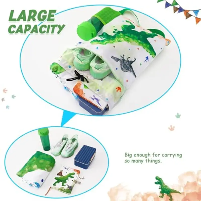 WAWSAM Zaino a Coulisse per Bambini Dinosauro - Palestra Sacca per Ragazzi Impermeabile Sportiva Sacca Zaino per Sport Scuola Spiaggia Viaggioper Palestra per Piscina Yoga Drawstring Bag miniatura 3