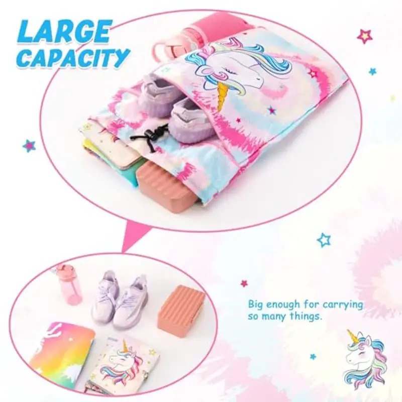 WAWSAM Zaino a Coulisse per Bambini Unicorno - Palestra Sacca per Ragazze Impermeabile Sportiva Sacca Zaino per Sport Scuola Spiaggia Viaggioper Palestra per Piscina Yoga Sacche miniatura 3