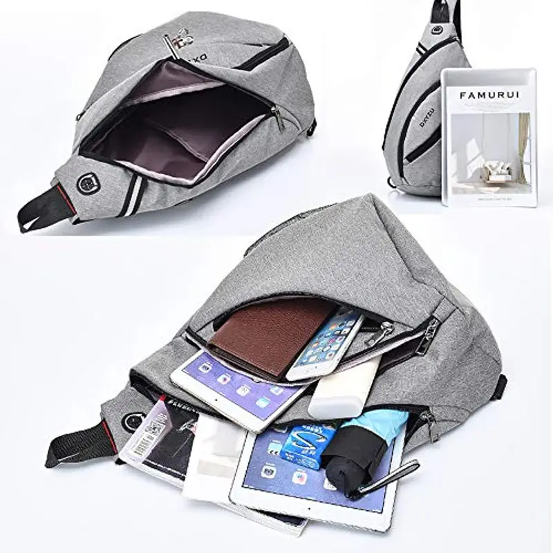 WDEC Zaino Monospalla Uomo Donna, Grande Capacità, Pacchetto Toracico Antifurto, Sportivo Sling Bag Zaino Spalla, Zaino miniatura 3