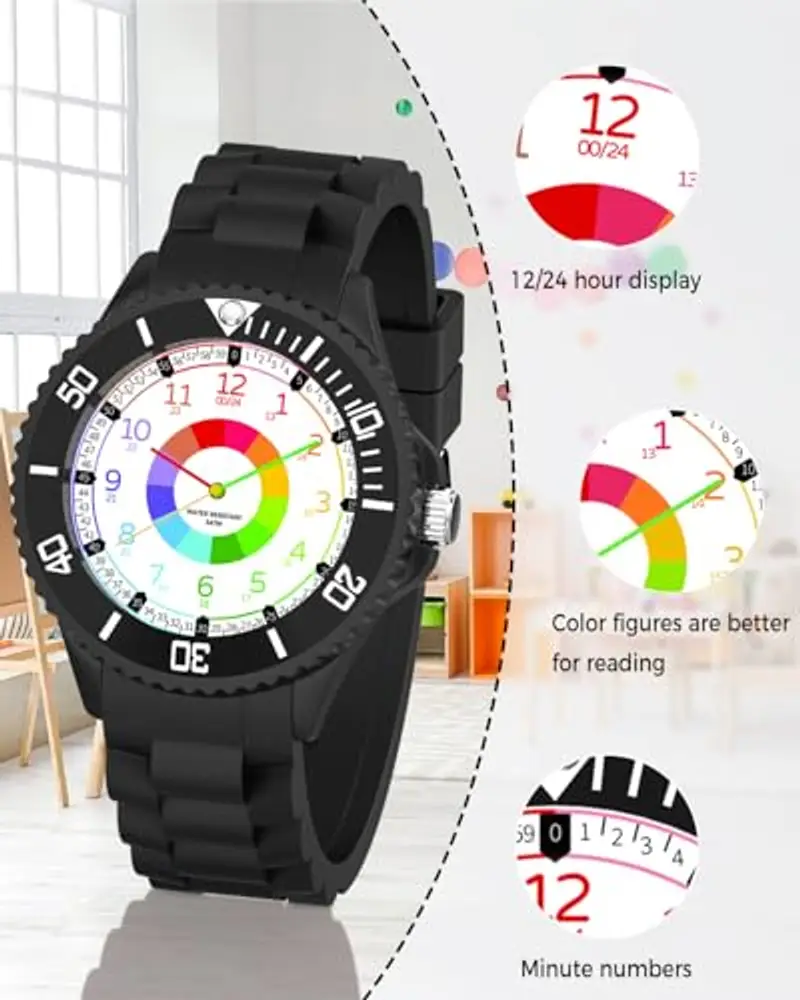 WeaxiTex Orologio per bambini per ragazzi e ragazze, orologio da polso educativo per bambini, orologio analogico con miniatura 3