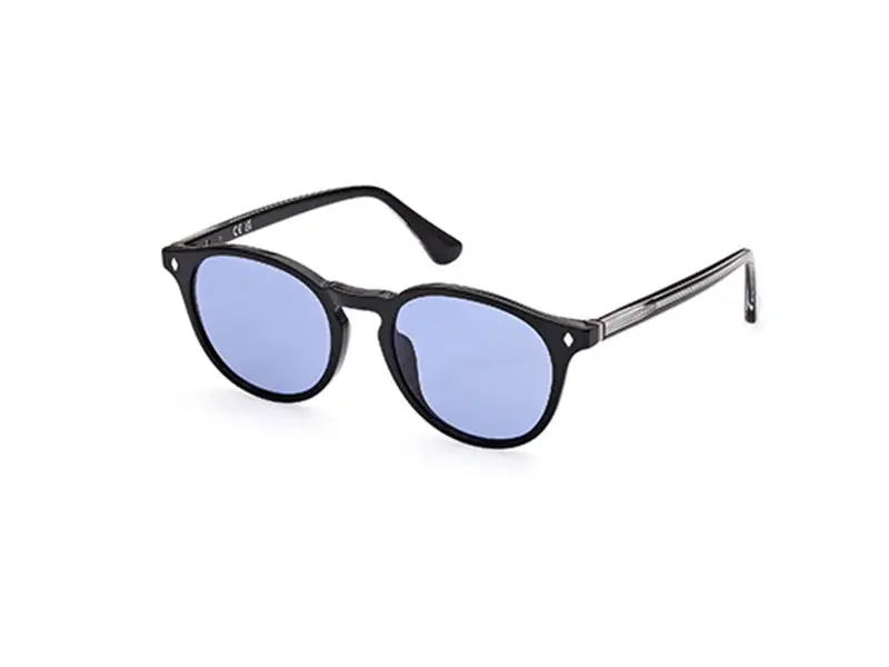 Web Unisex WE0328 01V Occhiali da sole Acetato Nero Blu Rotonda Normale