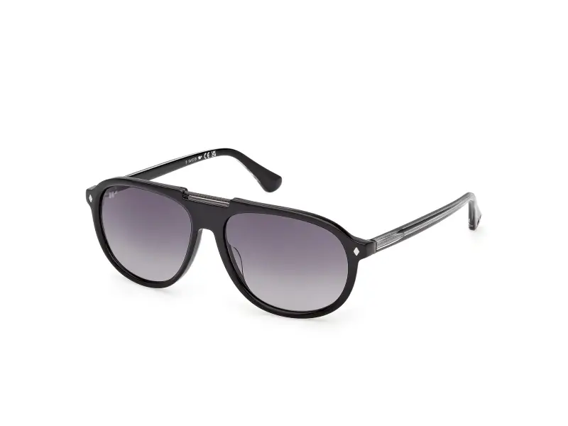 Uomo Web WE0394 05B Occhiali da sole Acetato Nero Fumo Pilot Normale