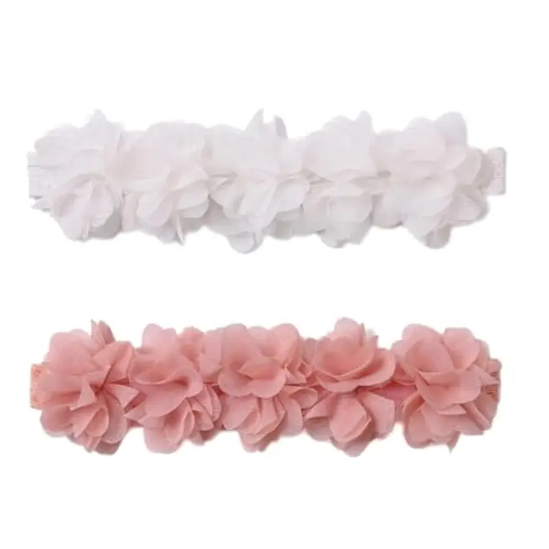 WeddHuis 2 pezzi Baby Hairband Chiffon Flower Headband Flower Crown Baby Hair Accessories Newborn Baby Toddler Children Newborn Hairband Floral Birthday Hairband Baby Girl