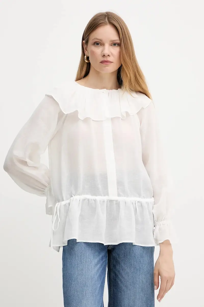 blusa in lino misto donna colore bianco 2515191013600