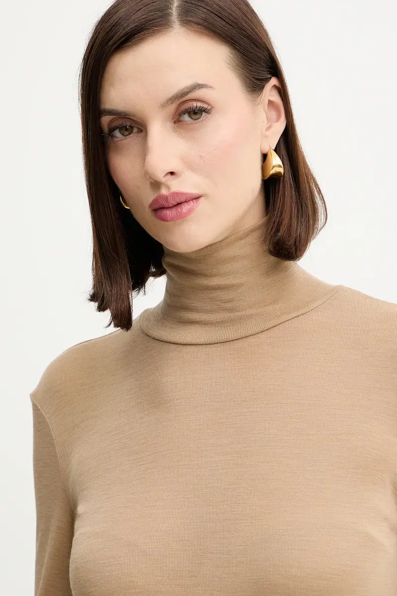 camicetta a maniche lunghe con lana TESEO Beige miniatura 4