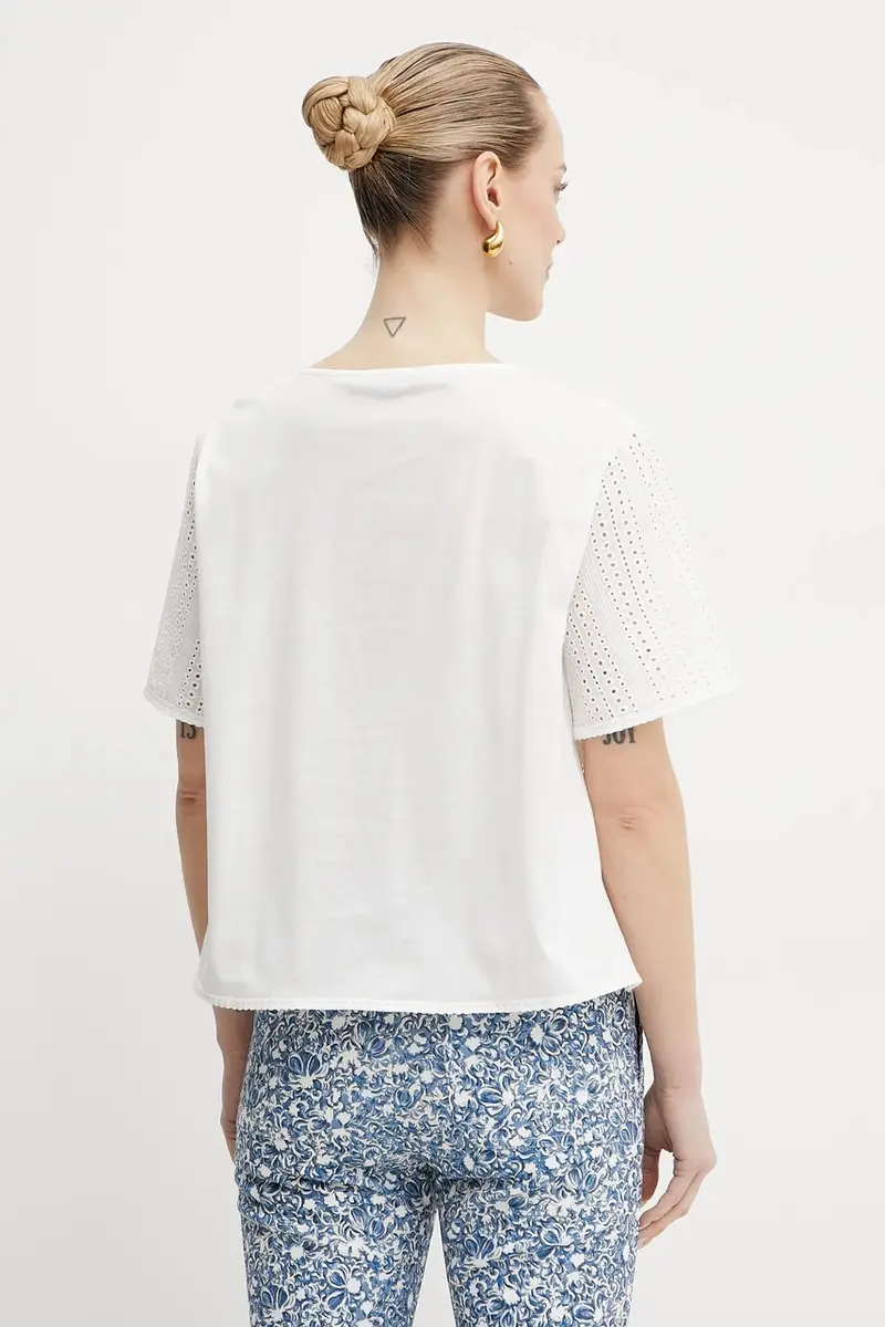 camicetta in cotone donna colore bianco 2515941072600 miniatura 3