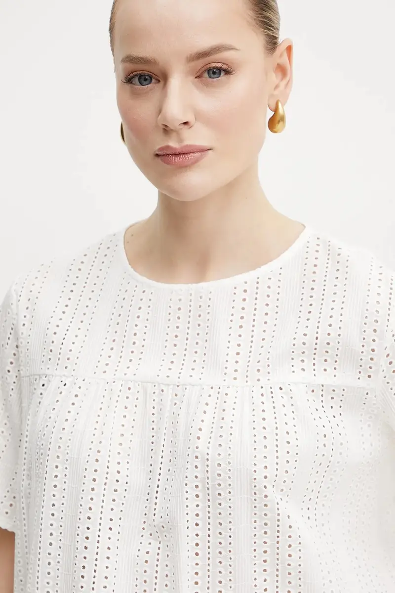 camicetta in cotone donna colore bianco 2515941072600 miniatura 4